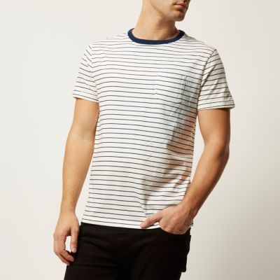 Ecru stripe short sleeve t-shirt